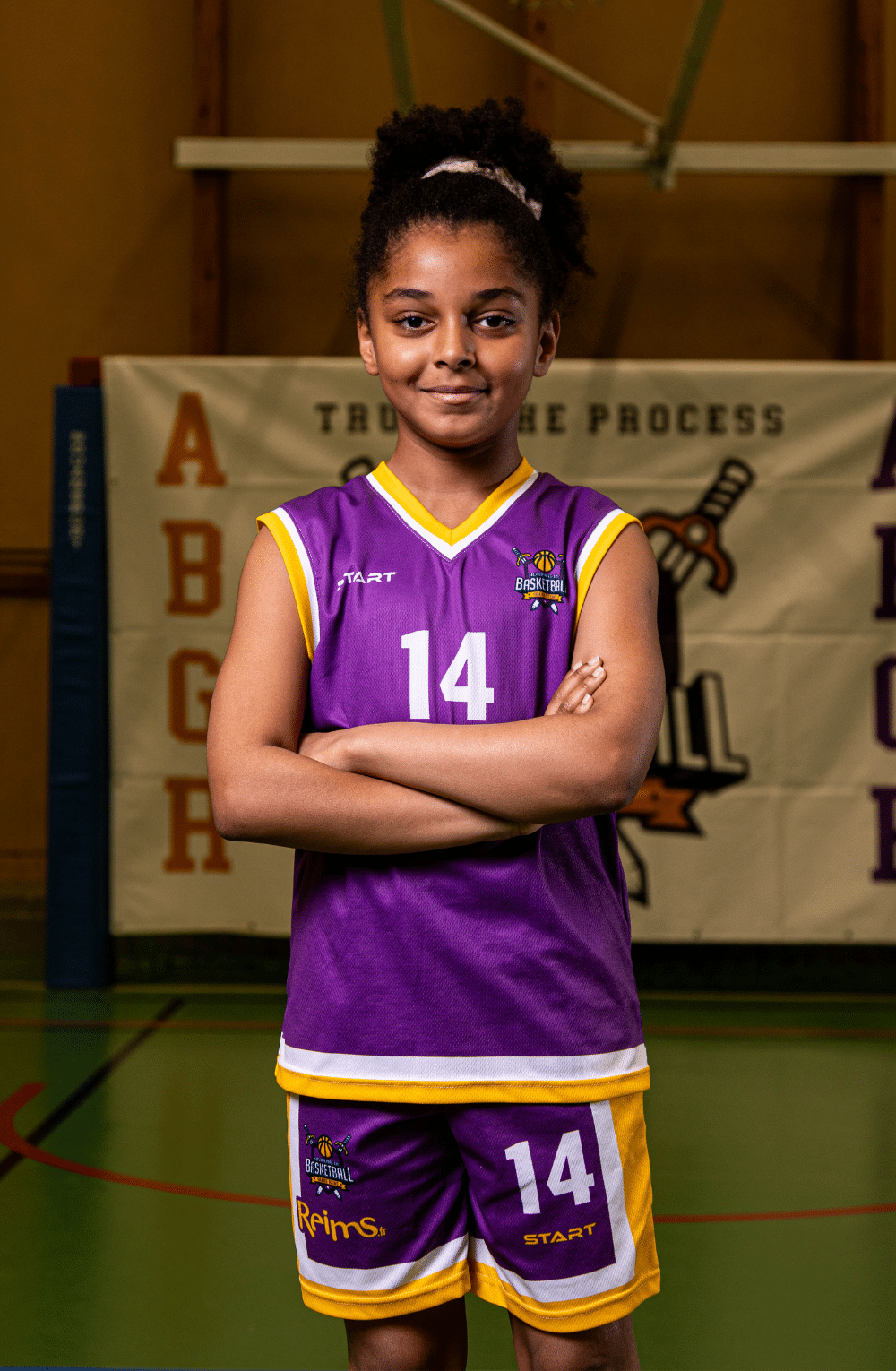 Maélie, joueuse U11F de l’Académie Basket du Grand Reims (ABGR), en action lors d’un entraînement.